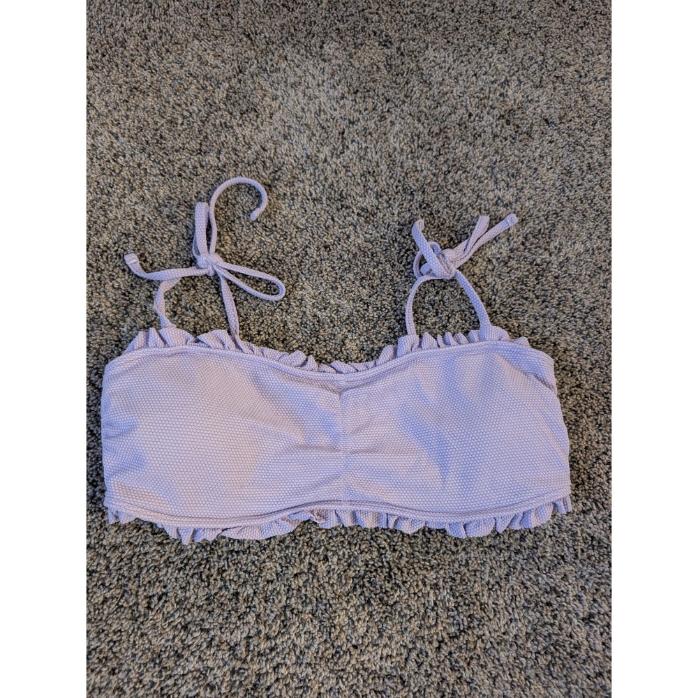 Hollister Lavender Textured‎ Ruffle Bandeau Bikini Top Purple Medium